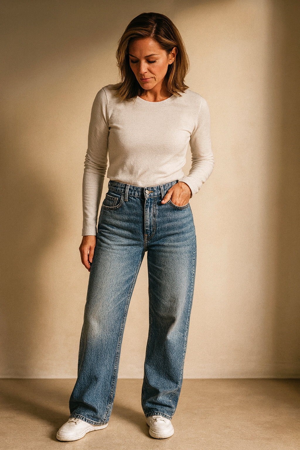 Jeans anchos de mujer de corte holgado y cintura alta